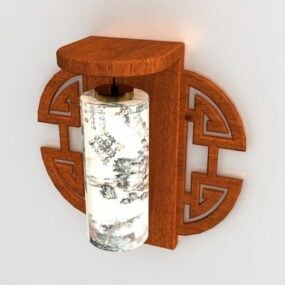 Staré dřevěné čínské nástěnné svícny 3D model