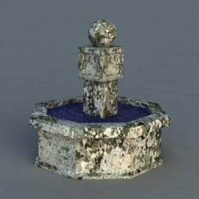 Садовий старовинний кам'яний фонтан 3d модель