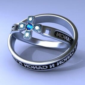 Modelo 3d de anéis de pedras preciosas vintage de joias