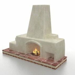 Vintage Stone Fireplace Furniture 3d model