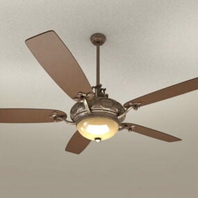 Modelo 3d de luz de ventilador de teto vintage para sala de estar