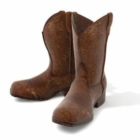 Vintage Leather Cowboy Boots 3d model
