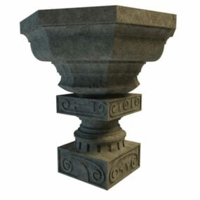 Modelo 3d de urna de jardim de pedra antiga vintage