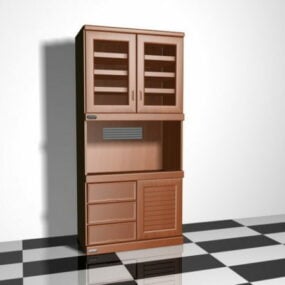 Vintage Wooden Hutch Cabinet 3d model