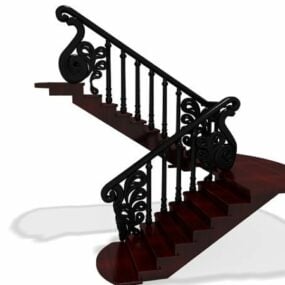 Mô hình 3d thiết kế cầu thang trong nhà cổ điển