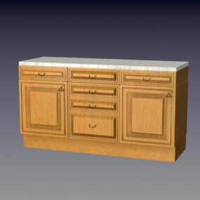 Vintage Wooden Kitchen Cabinet 3d model