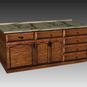Vintage Wooden Kitchen Countertop 3d model