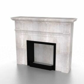 White Limestone Home Fireplace 3d model