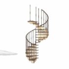 Escaliers à spirale courbés en fer vintage