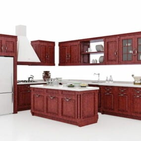 3D-модель старовинних кухонних шаф у рустикальному стилі