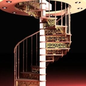 빈티지 하우스 나선형 계단 3d 모델