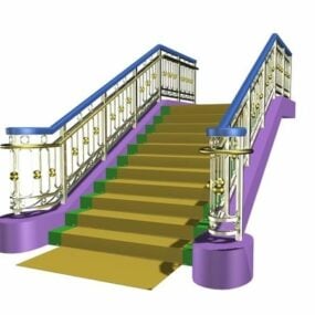 3д модель входа в виллу винтажной лестницы
