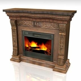 Antique Style Stone Carved Fireplace 3d model