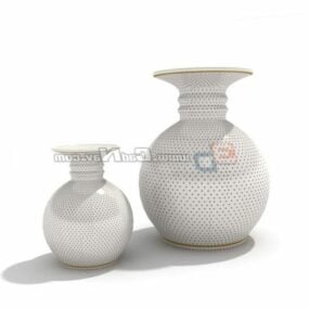 White Terracotta Water Pots 3d model