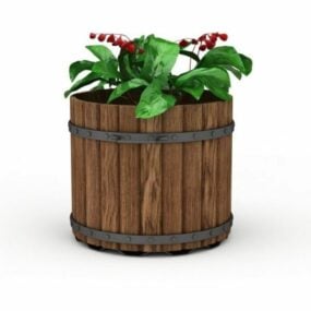 Venkovní Vintage Wood Planter 3D model
