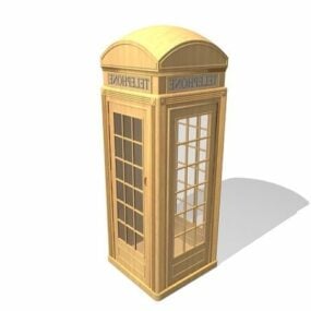 British Wooden Telephone Kiosk 3d model