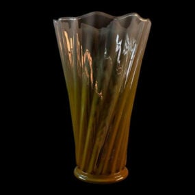Vintage Brass Glass Vase 3d model