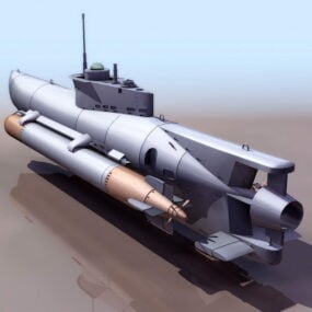 Old Military Submarine 3d model