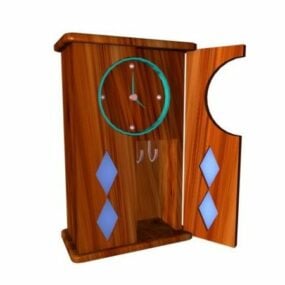 Antique Wooden Wall Cabinet Clock 3d model