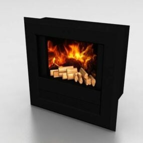 Black Wall Mount Fireplace 3d model