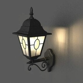 Model 3d Lampu Lantern Antik sing dipasang ing tembok