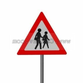 Watch Out For Pedestrians Road Signs 3d model