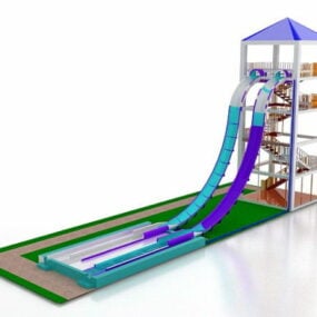 놀이터 워터 슬라이드 및 수영장 3d 모델