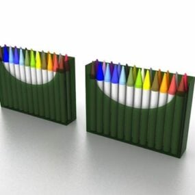 School Watercolor Brush Pens 3d model