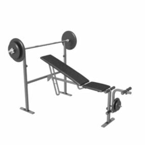 Gym Weight Bench With Barbell 3d model