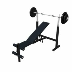 Gym Weight Bench With Barbell 3d model