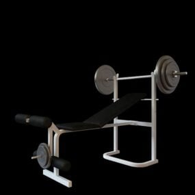 Gym Weight Training Bench With Barbell 3d model