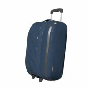 3д модель дорожной сумки на колесиках синего цвета