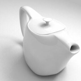 إبريق شاي بورسلين أبيض موديل 3D
