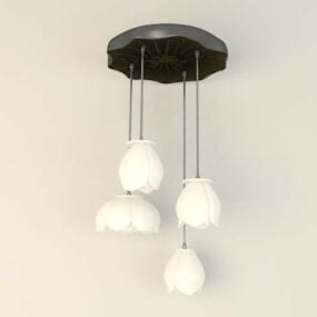 Lampe à suspension blanche pour salon et cuisine modèle 3D