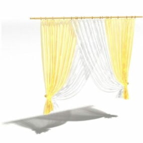 White Yellow Design Fabric Curtain 3d model