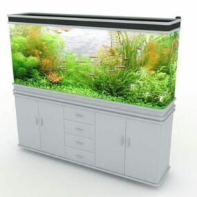 Rectangular Aquarium On Cabinet 3d model
