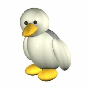 White Cartoon Duck Toy 3d-modell