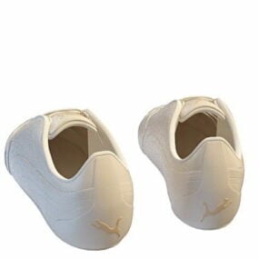 Chaussures décontractées blanches de la mode principale modèle 3D