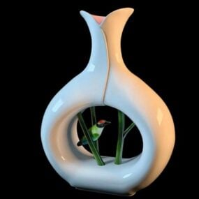 Vaso de cerâmica branca em forma de O Modelo 3d