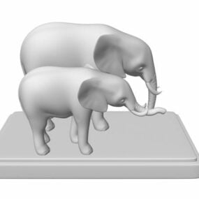 Two Elephants Statue 3d model