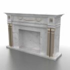 White Stone Fireplace Mantel Design