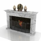 White Stone Fireplace With Vase Decorations