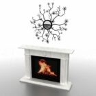 White Fireplace With Artwork Decoration