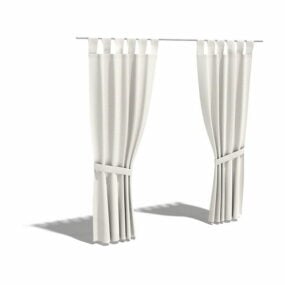 White Fabric Panel Curtain Design 3d model