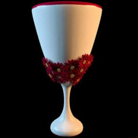 گلدان کف دکوری سفید مدل سه بعدی