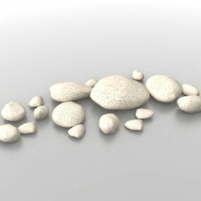 White Garden Cobble Rocks 3d-modell