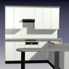 Apartamento Cocina Diseño Mostrador Modelo 3d