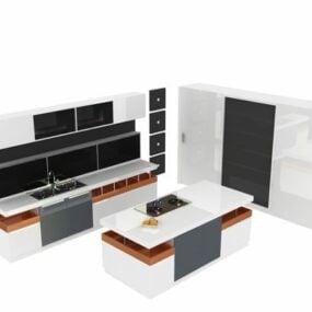 Modern Red White Kitchen Design 3d model