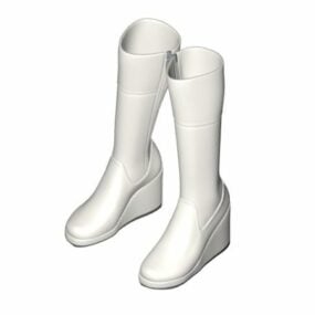 Dámské bílé vysoké boty pod kolena 3D model
