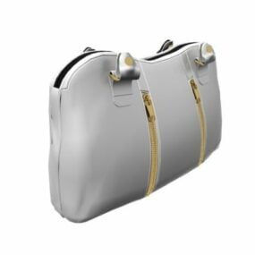 White Leather Fashion Handbag 3d model